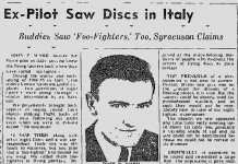 La prima notizia storica su un avvistamento Foo Figher in Italia